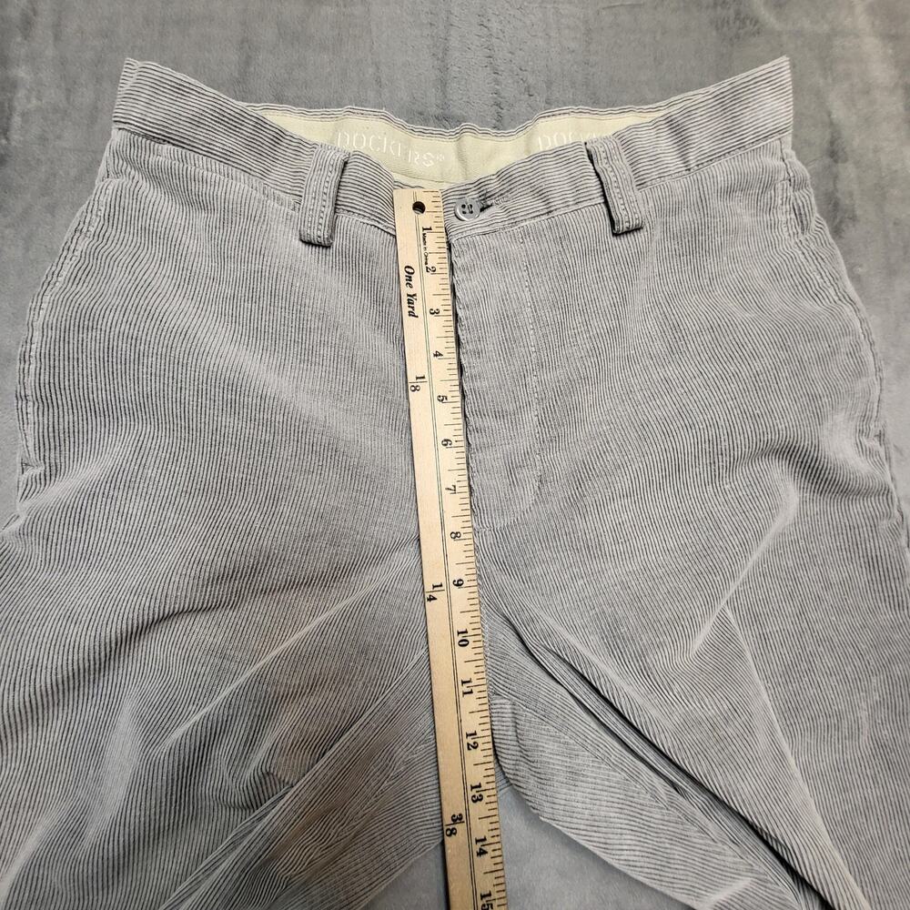 Vintage Dockers Pants Mens 32x32 Gray Corduroy Khakis Flat Front Straight Chino - Picture 10 of 12